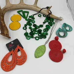 Paparazzi Bold Green and Orange Statement Earrings